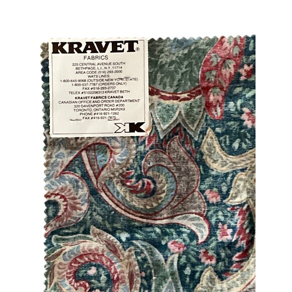Kravet Thomas Teflon Cotton Fabric Sample 25" x 25" - Paisley Pattern - Picture 4 of 4